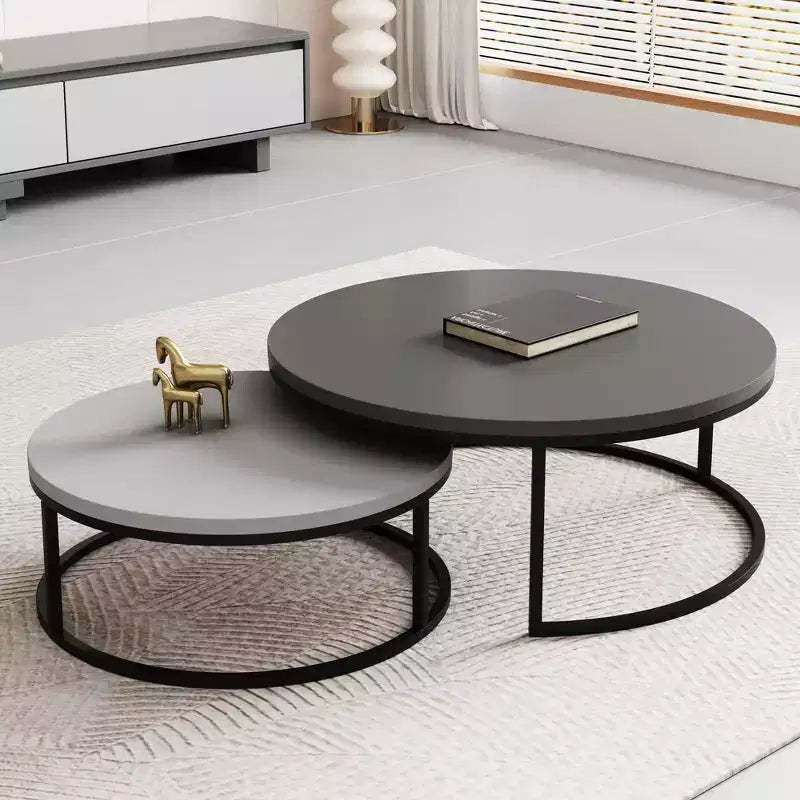Luck Live Modern gray nested round coffee table