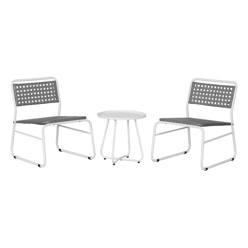 Selby 3-Piece Mid-Century Modern Faux Rattan Conversation Outdoor Patio Set, by JONATHAN Y