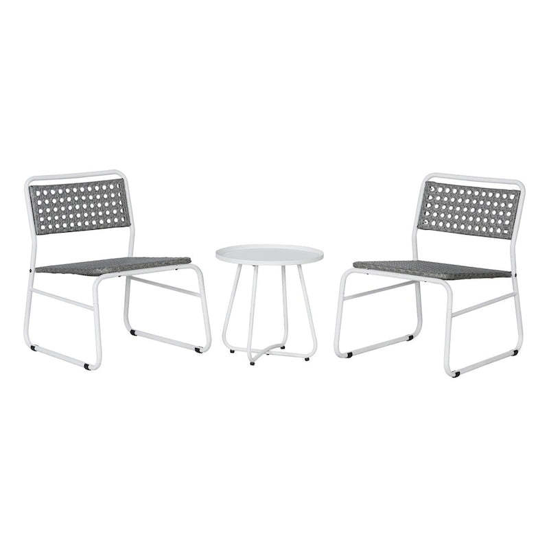 Selby 3-Piece Mid-Century Modern Faux Rattan Conversation Outdoor Patio Set, by JONATHAN Y