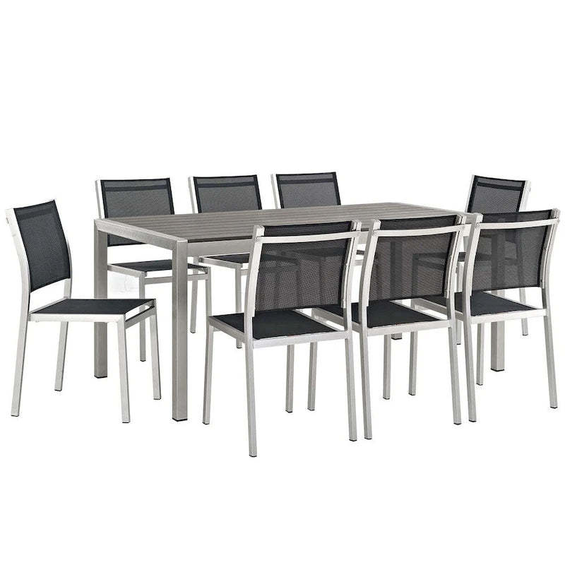 Shore 9 Piece Outdoor Patio Aluminum Dining Set