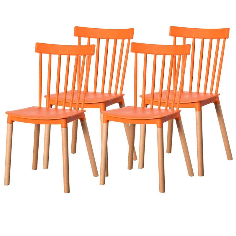 Modern Plastic Dining Chair Windsor Design with Beech Wood Legs