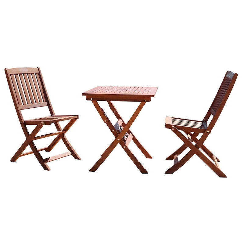 Lucius Reddish Brown Folding Bistro Table and Chair Dining Set