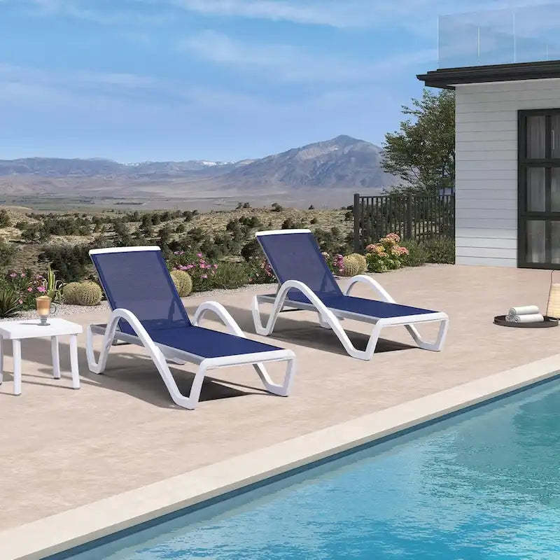 PURPLE LEAF Patio Chaise Lounge Chair Outdoor Plastic Textilene Lounger with 6 Adjustable Position for Outside Lawn Poolside