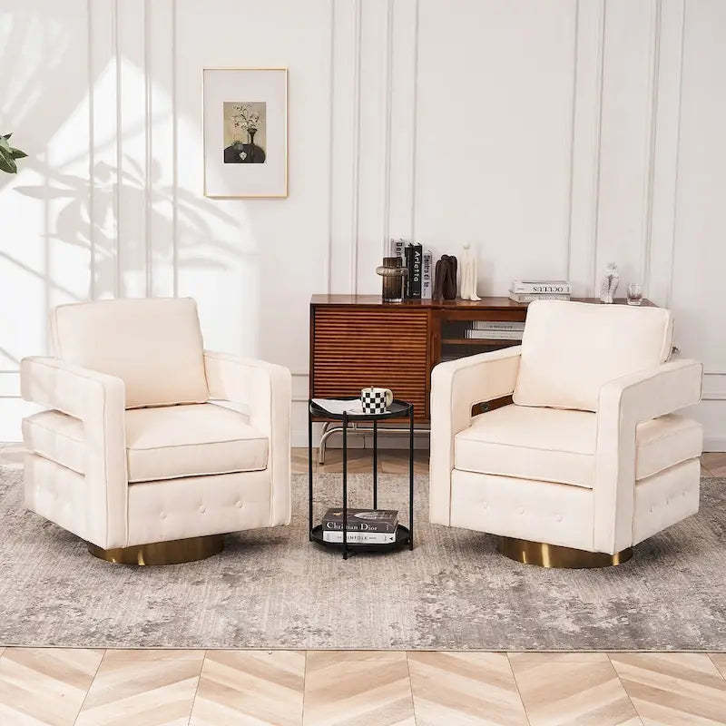 Swivel Barrel Chair for Living Room,360 Degree Swivel Club Modern Accent Single Sofa Chair(set of 2)