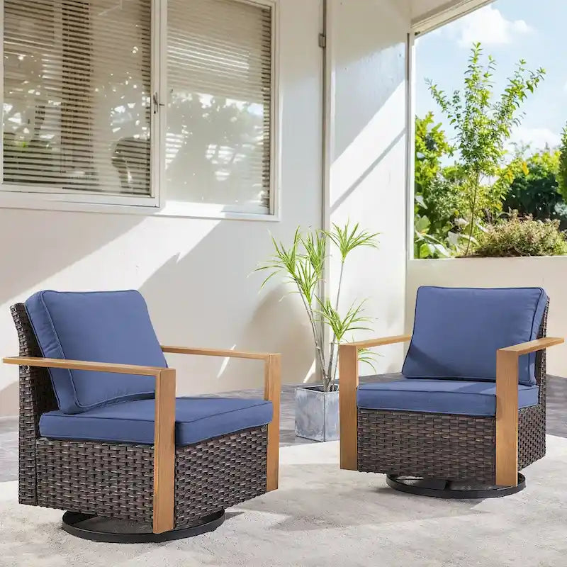 Outdoor Rattan Swivel Glider Rocker Chair - Brown