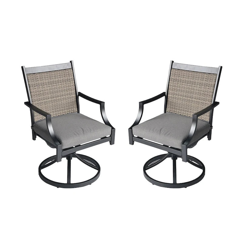 Outdoor Patio Grey Aluminum Swivel Dining Chairs (Set of 2)