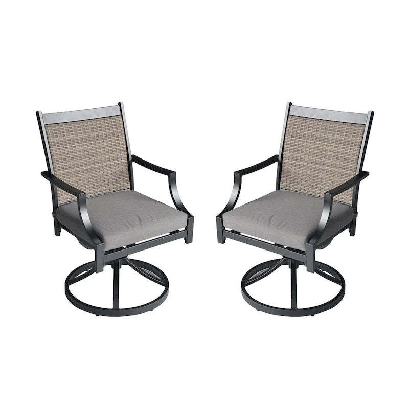 Outdoor Patio Grey Aluminum Swivel Dining Chairs (Set of 2)