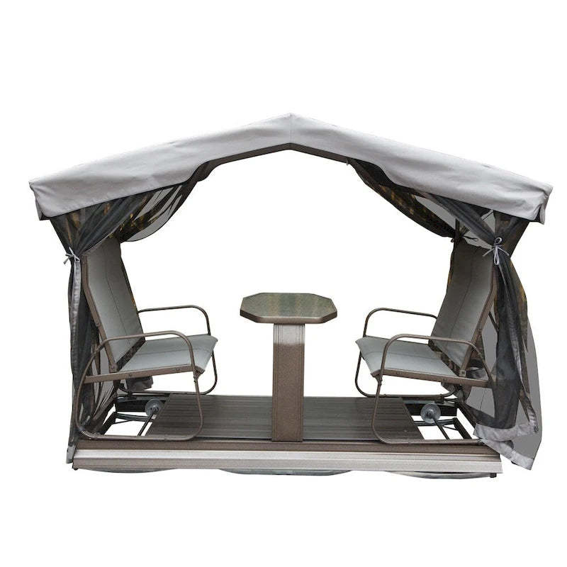 4-Seat Outdoor Glider Benches with Canopy, Aluminum Frame