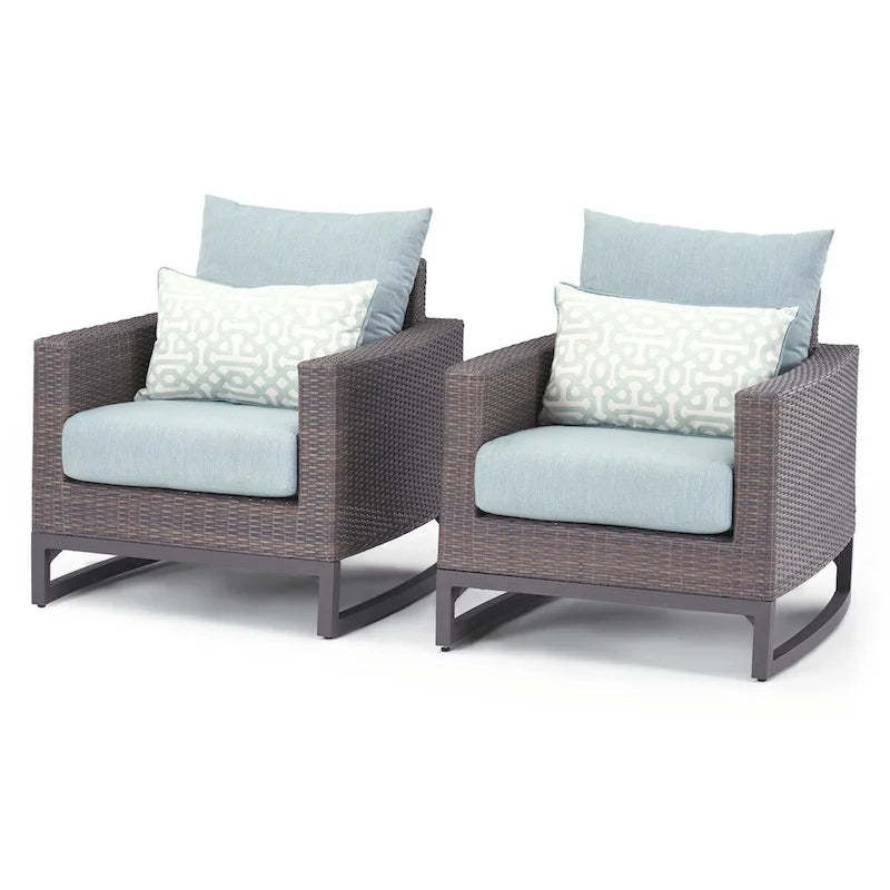 Milea 2 Piece Sunbrella Outdoor Patio Club Chairs - 32W x 35D x 31H