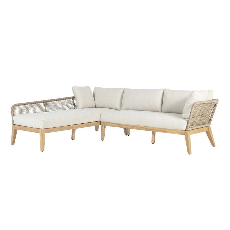Cypress Teak Wood 2-piece Left Arm Chaise Outdoor Sectional