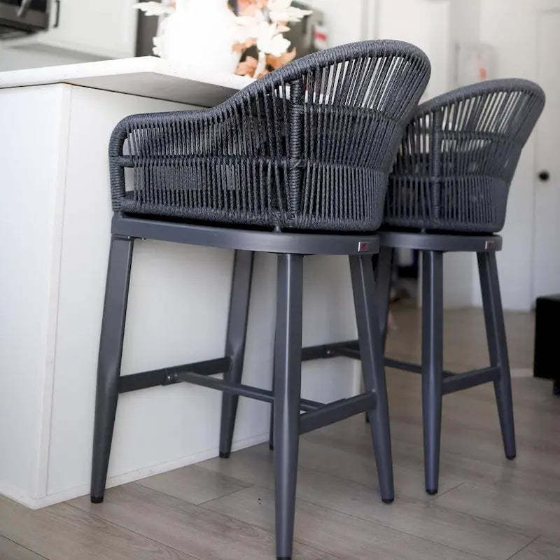 PURPLE LEAF Outdoor Dining Chairs Set of 2 Patio Counter Height Bar Stool with Cushion