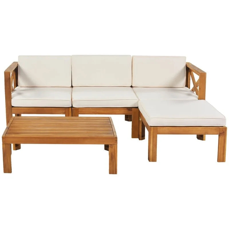 Five-Piece Outdoor Patio Sectional Sofa Set With Cushions For Backyard Seating