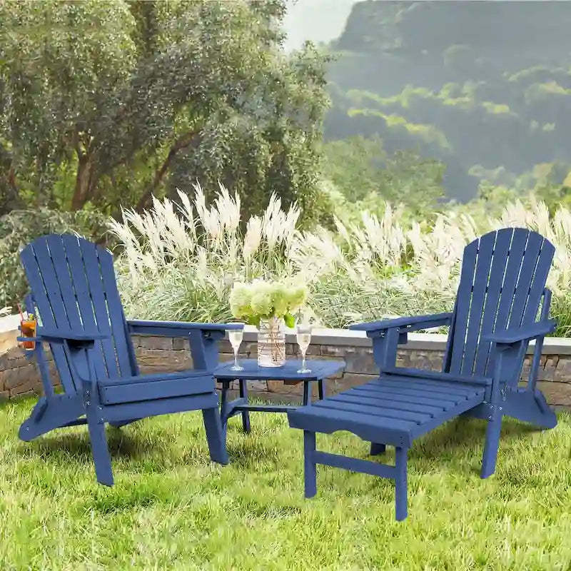 Vrakae Folding and Adjustable Adirondack Chair with Ottoman Set of 2