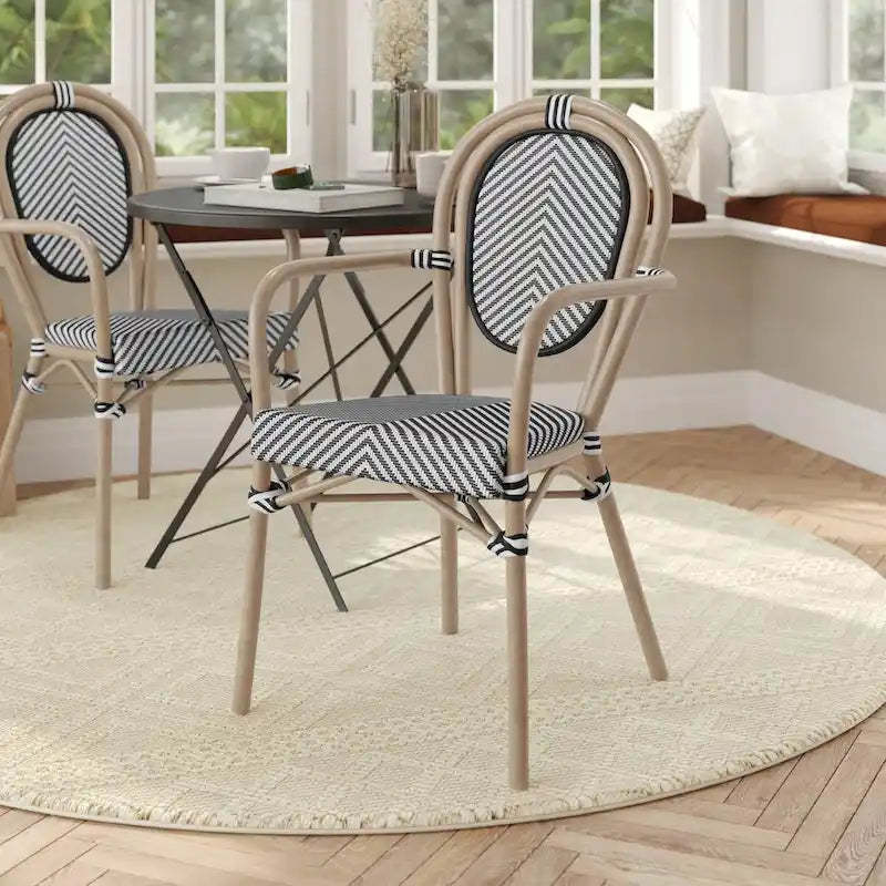 All-Weather Commercial Paris Chair with Arms and metal Frame - N/A