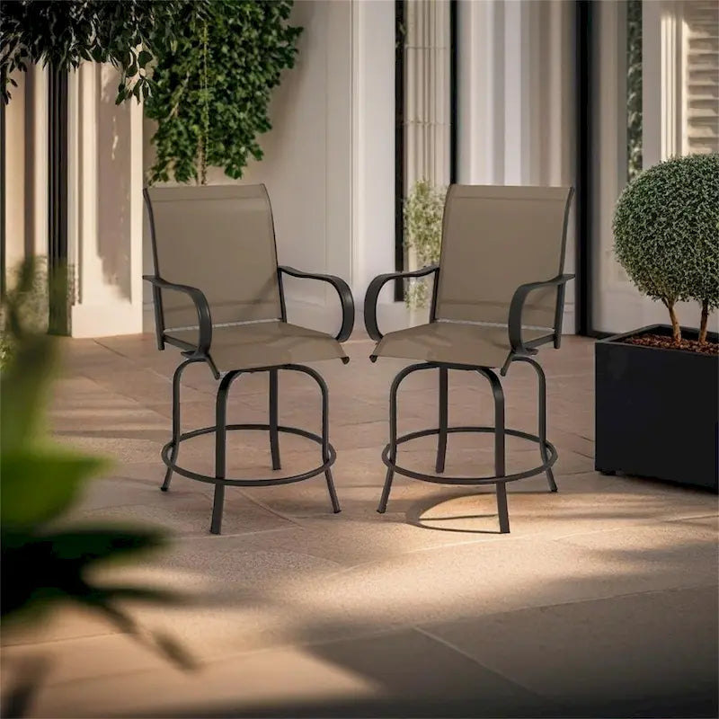 Set of 2 360 Swivel Bar Height Patio Chairs