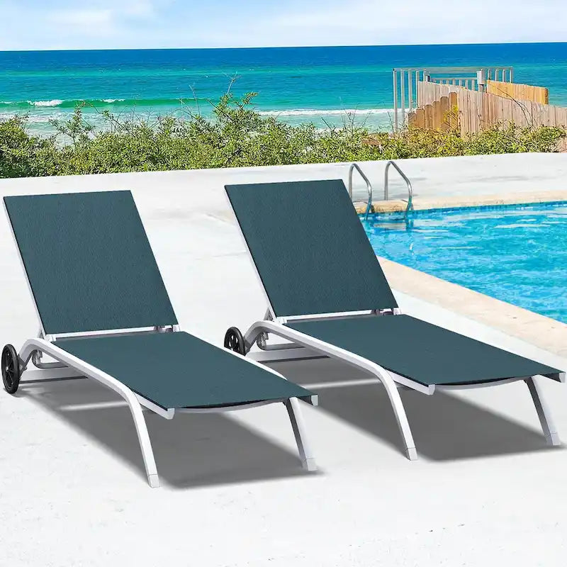 Outdoor Sun Loungers With Wheels, Adjustable Sun Loungers By The Pool - N/A