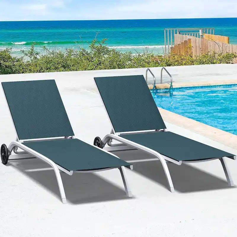 Outdoor Sun Loungers With Wheels, Adjustable Sun Loungers By The Pool - N/A