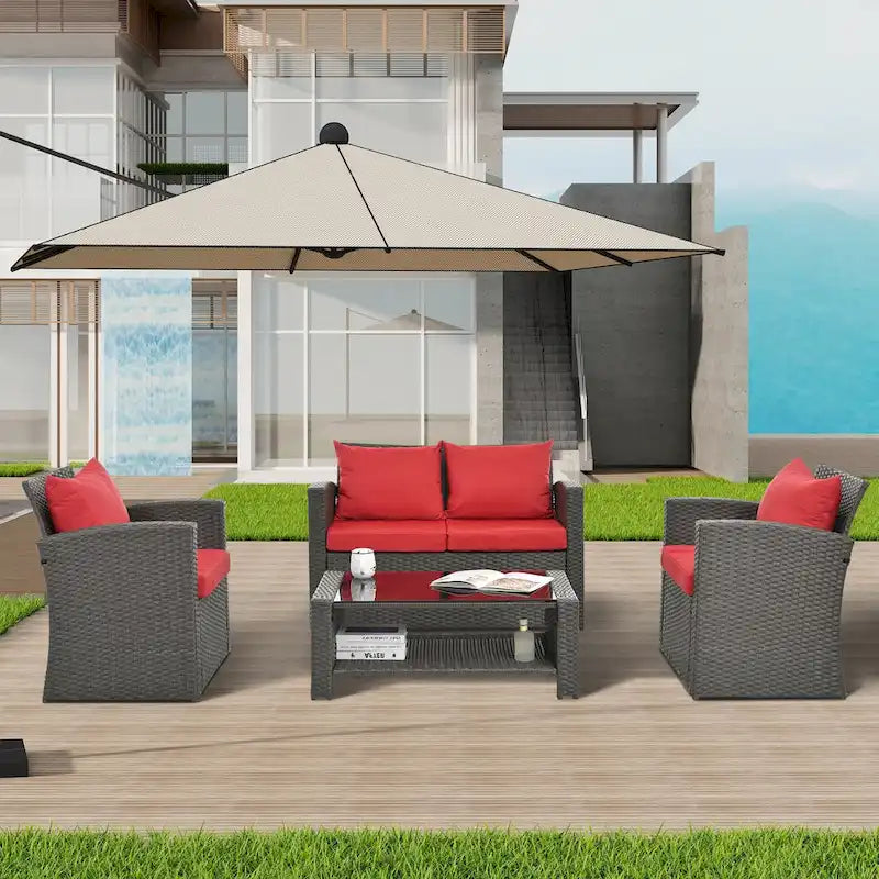 4-Piece Outdoor Patio Furniture Conversation Set