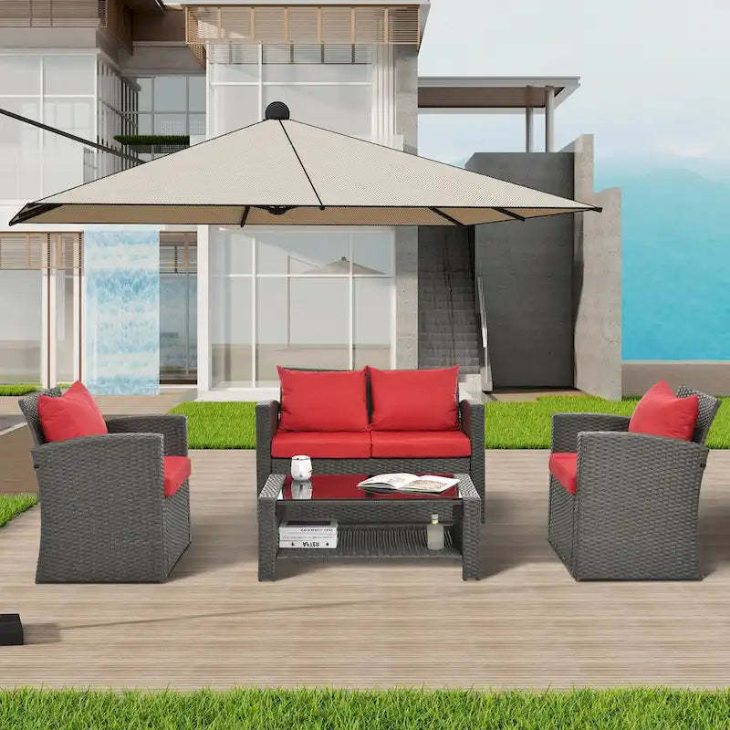 4-Piece Outdoor Patio Furniture Conversation Set