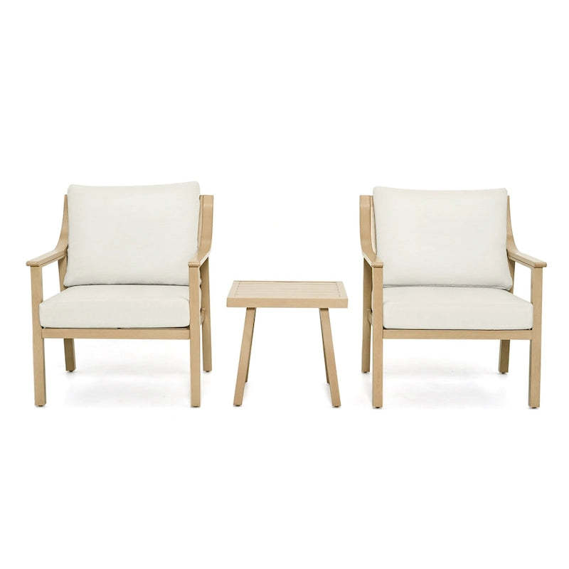 3-Piece Aluminum Patio Conversation Set with End Table and Cushions