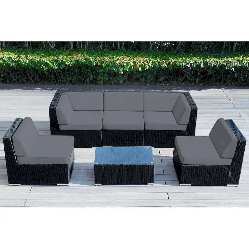 Ohana Outdoor 6-pc. Cushioned Black Wicker Conversation Set - No Assembly