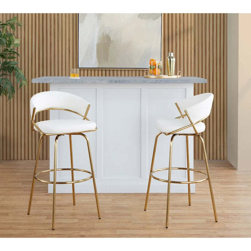 Silver Orchid Tatyana 30 Fixed-Height Bar Stool with Metal Legs (Set of 2)