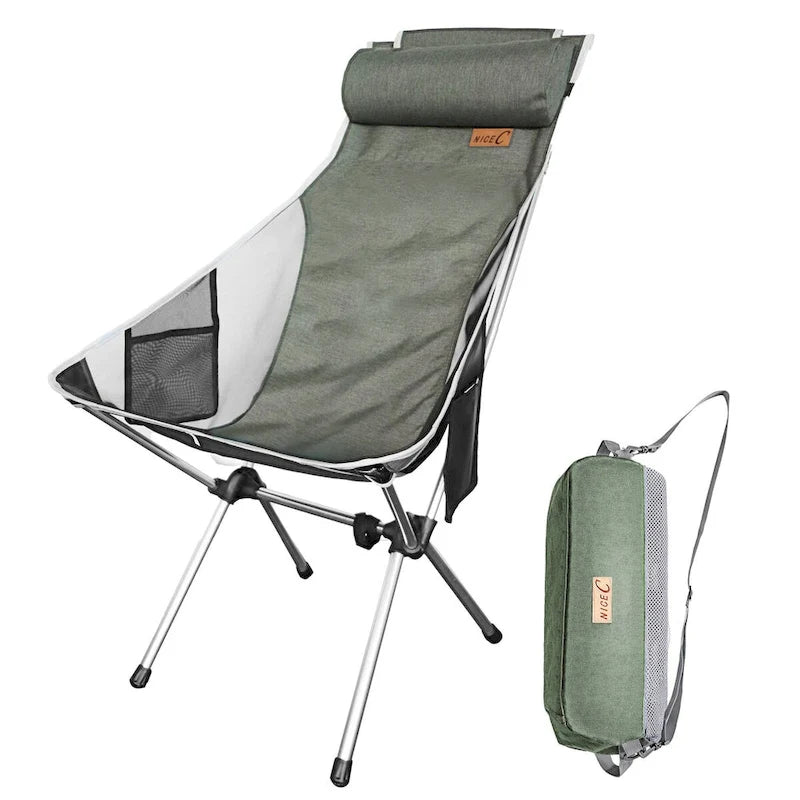 Ultralight High Back Folding Camping Chair, Upgrade with Removable Pillow, Side Pocket & Carry Bag, Compact for Outdoor