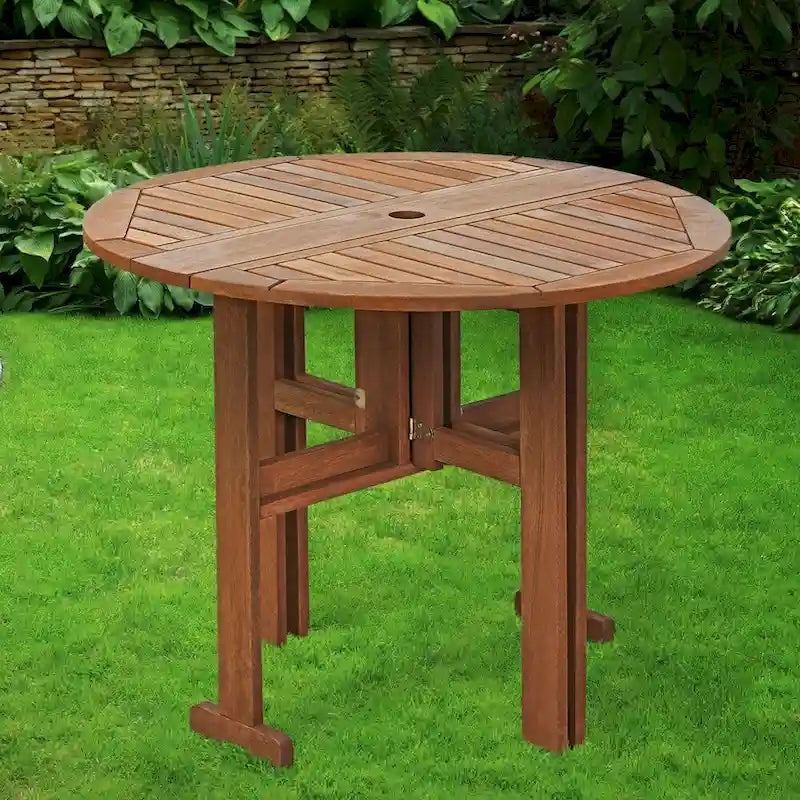 Furinno Tioman Outdoor Hardwood Gateleg Round Table, FG17035