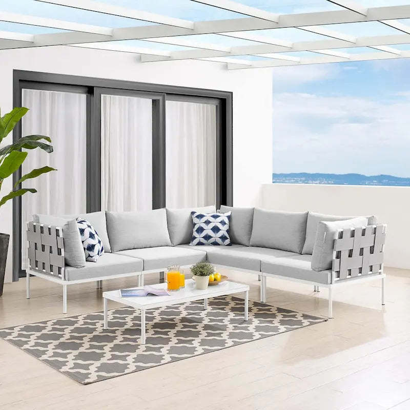 Harmony 6-Piece Sunbrella Outdoor Patio Aluminum Sectional Sofa Set
