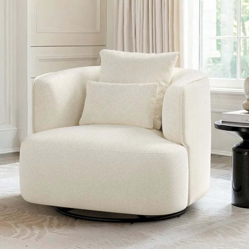 LUE BONA Swivel Accent Armchair Fabric Blend, Modern Upholstered Barrel Chair Living Room Sofa Chair