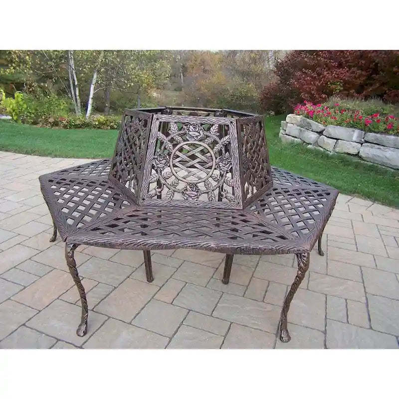Oakland Living Corporation Tea Rose Cast Aluminum Tree Bench