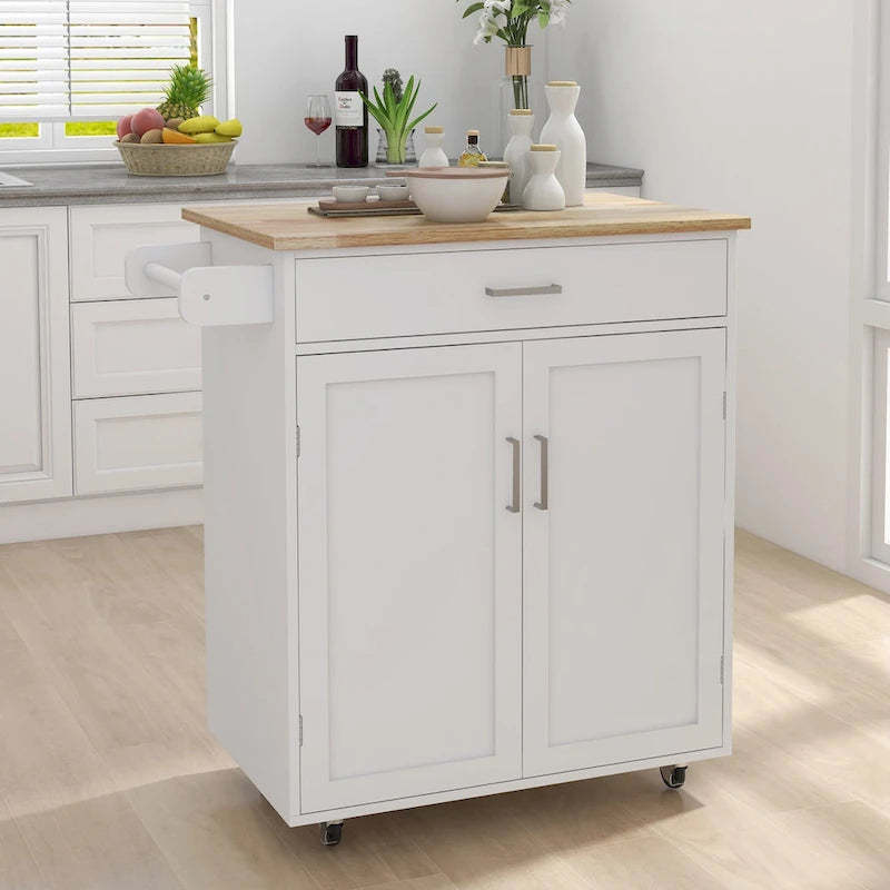 Kitchen island rolling trolley cart with Adjustable Shelves