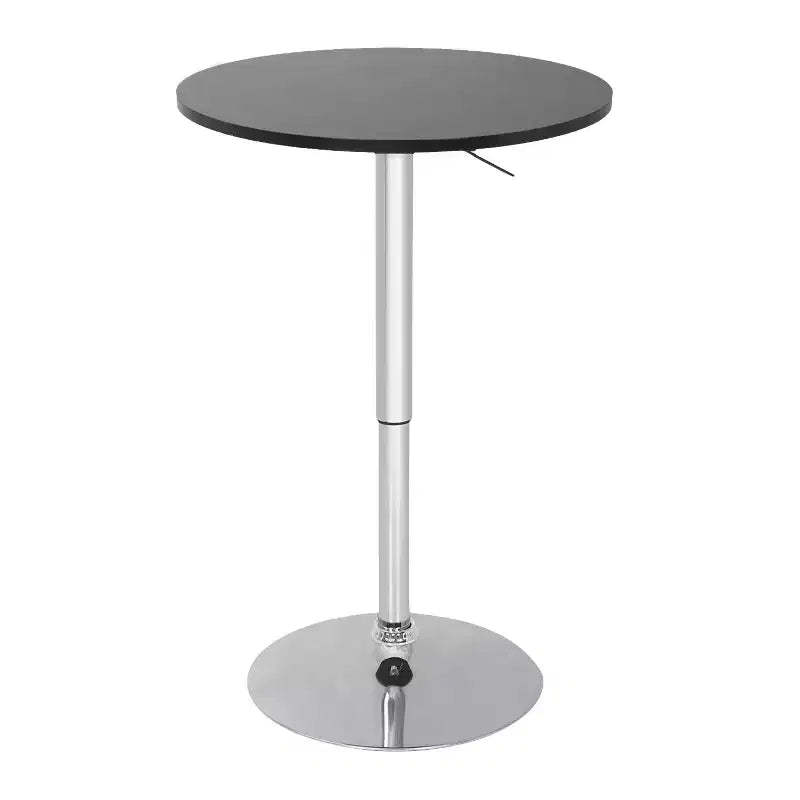 FDW Bar Table with Sleek Chrome Base and Black Top Perfect for for Dining Room Home Kitchen, Black