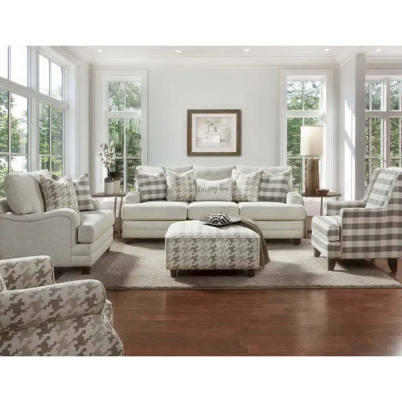 Brock Berber Off-white Buffalo Check Accent Armchair