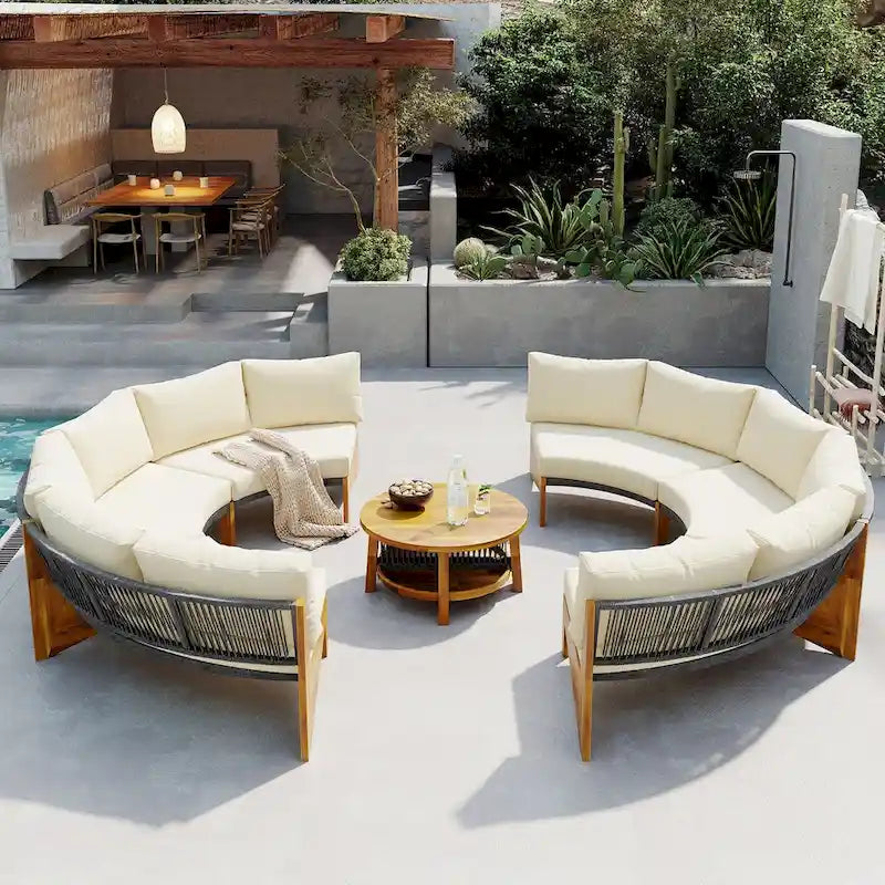 6 Person Outdoor Seating Group with Cushions and A Coffee Table