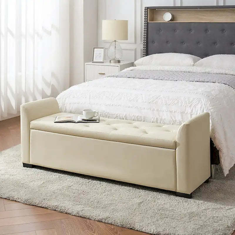 Laura Traditional 57.75Wide Tufted Storage Bench by HULALA HOME