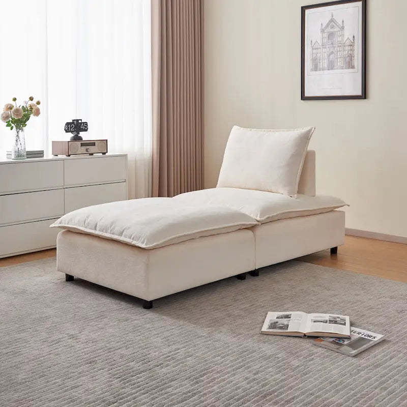Armless Accent Chair, Single Sofa Couch with Ottoman - Compact Design, Space-Saving Seating for Living Room, Bedroom