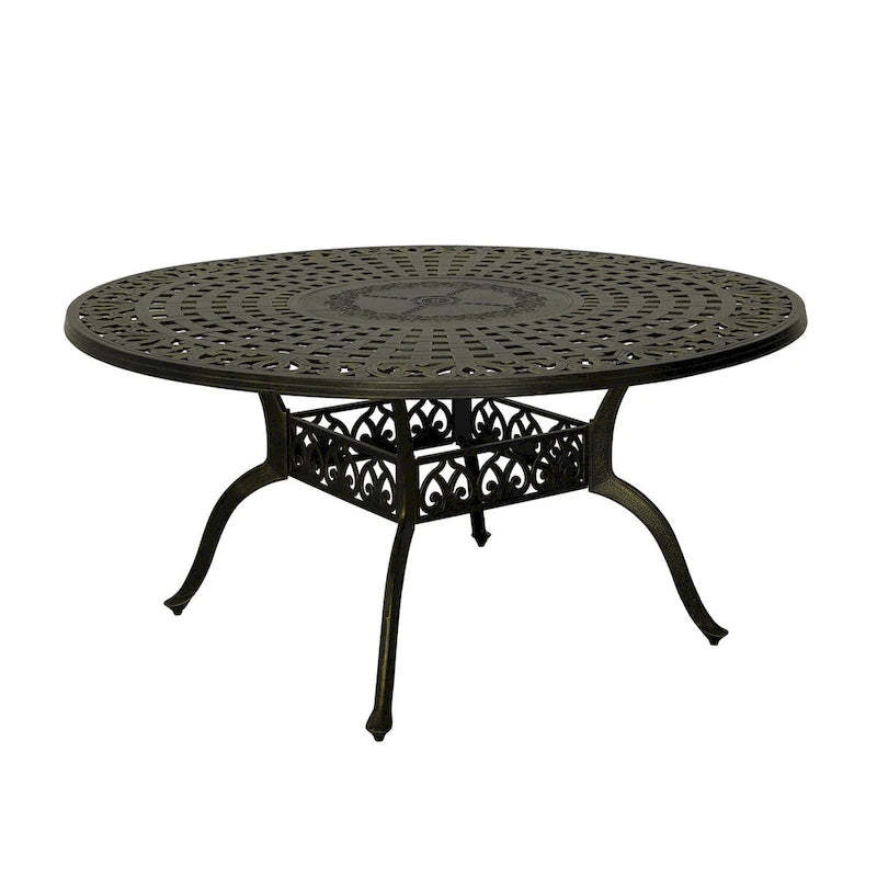 59 Elegant Openwork Cast Aluminum Round Table - Bronze