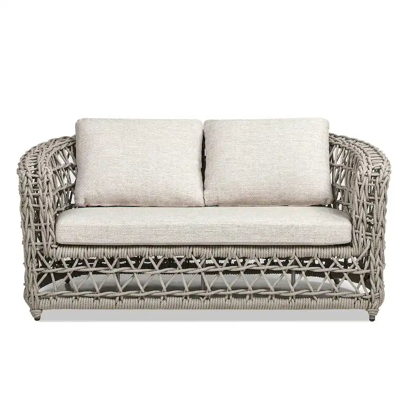 Everly 63.5 Woven Frame Barrel Deep Seating Patio Loveseat Sofa
