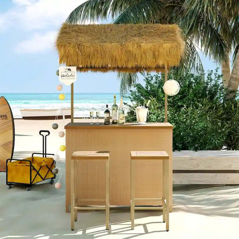 Hawaiian-style Bar Height Patio Set