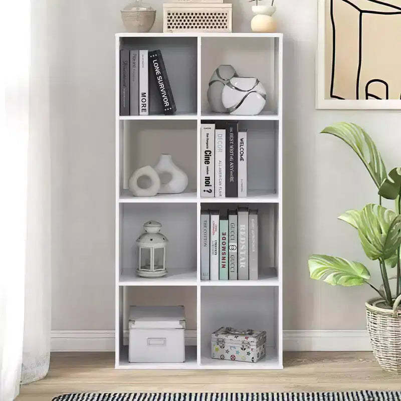 AndMakers 37.13 in. H x 23.47 in. W x 11.61 in. D White Wood 8-Cube Storage Organizer