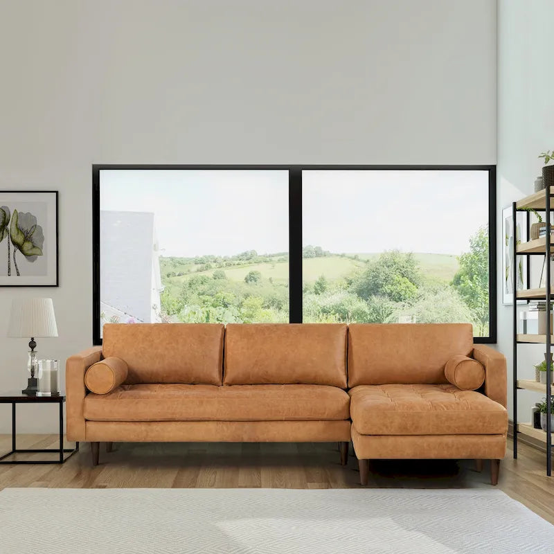 Poly & Bark Napa 104.5 Right-facing Sectional Sofa - Full Grain Genuine Italian Leather