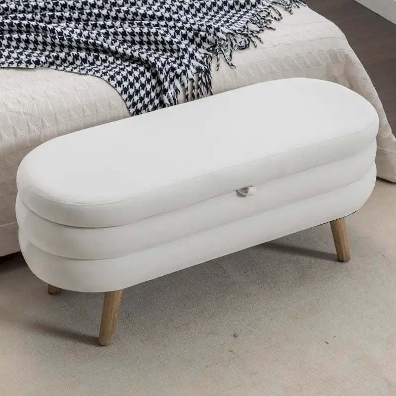 Upholstered Storage Bench with Wooden Legs