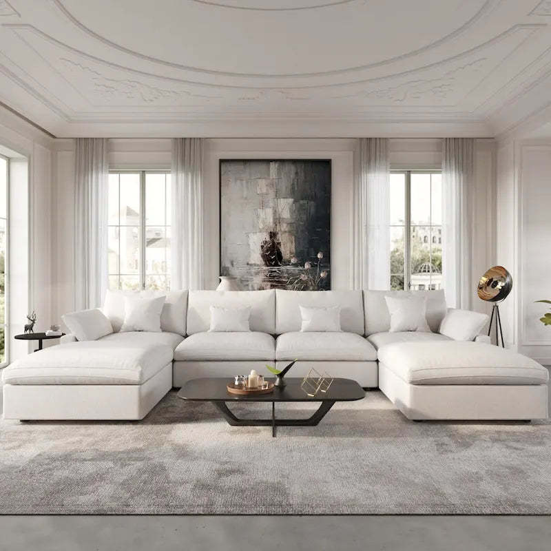 156 Convertible Modular Sectional Sofa Couch, Modern U Shape Minimalism Sofas Couches with Pillows
