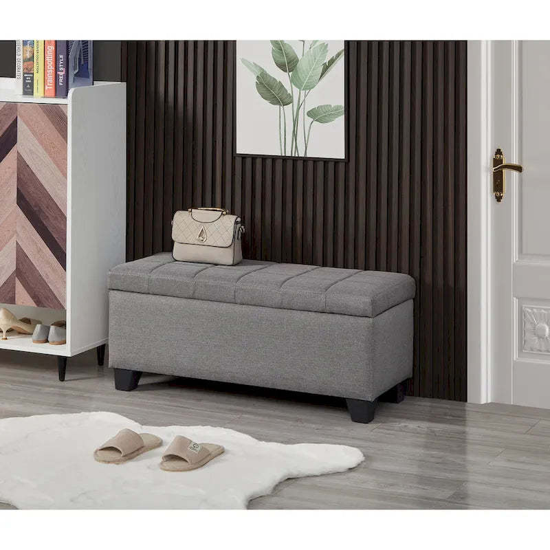 Upholstered storage rectangular bench