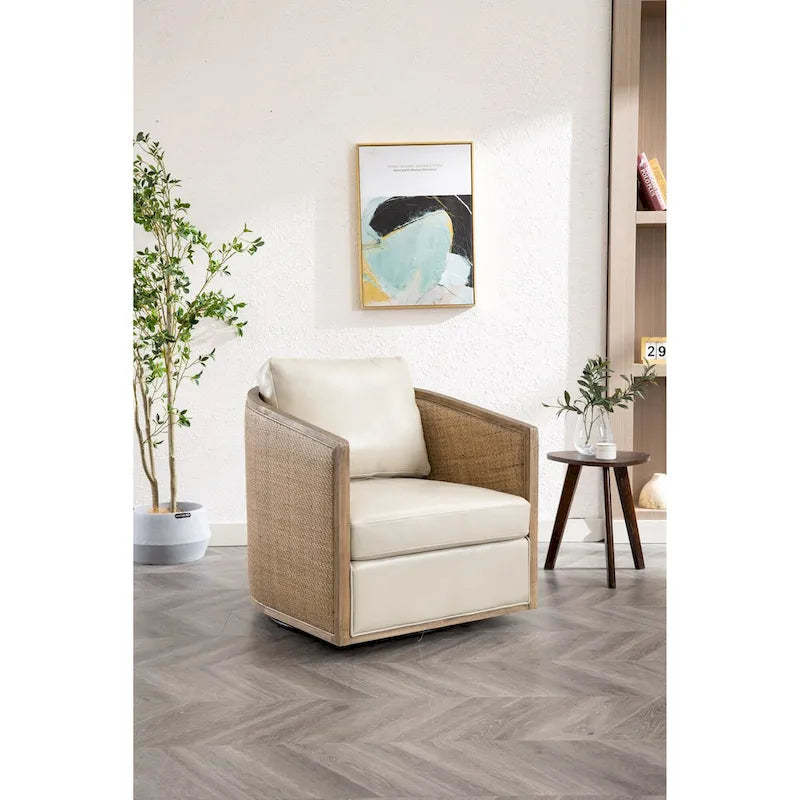Comfortable circular sofa chair in living room, 360 degree rotating bucket club chair