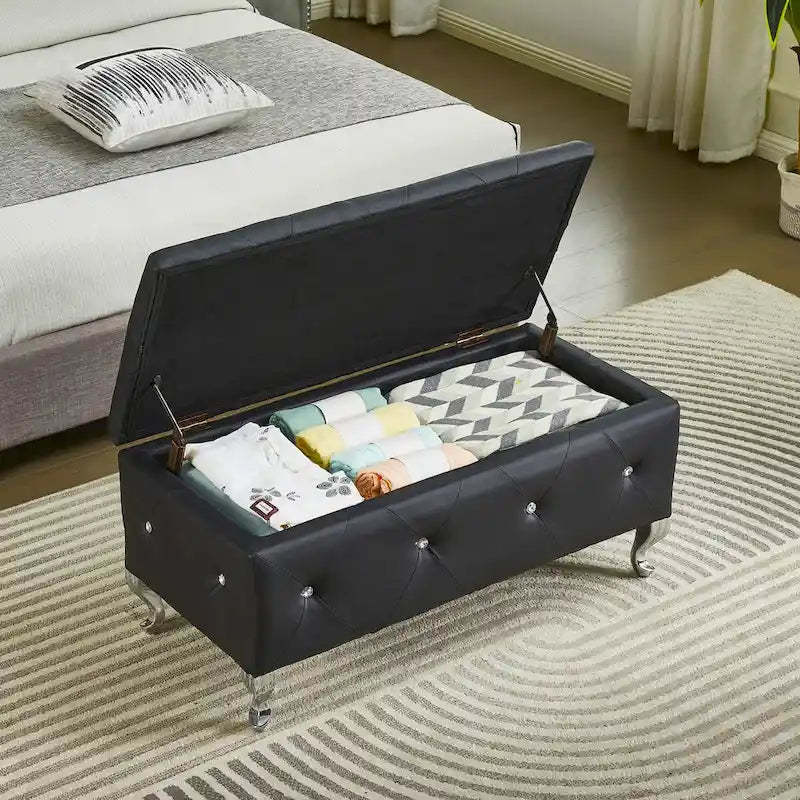 Upholstered Storage Bench For Bedroom Living Room Entryway