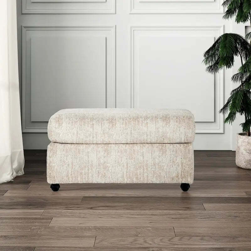 Roundhill Furniture Nason Living Room Ottoman, Parchment