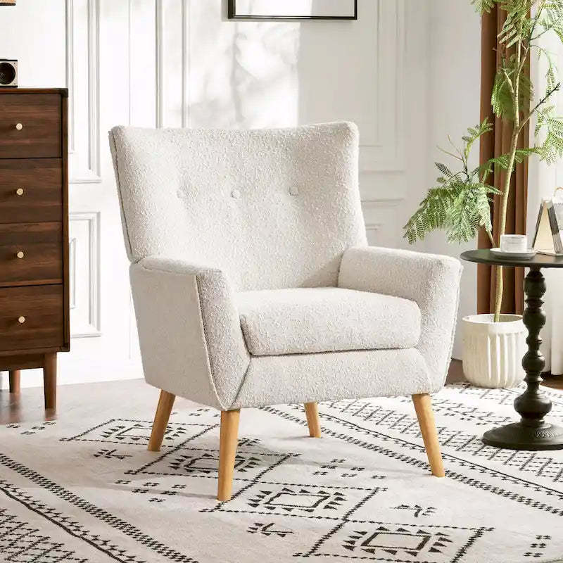 Almond Boucle Tufted Back Accent Chair by Christopher Knight Home