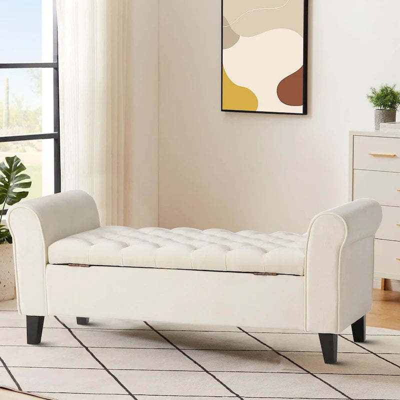 Modern Stylish Upholstered Storage Bench with Flip Top